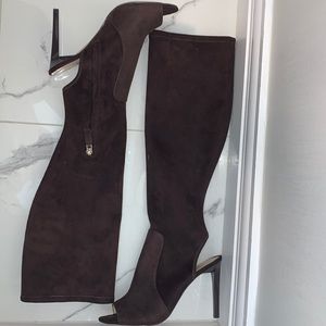 Never Worn! Nine West Open Toe Brown Knee High Boots